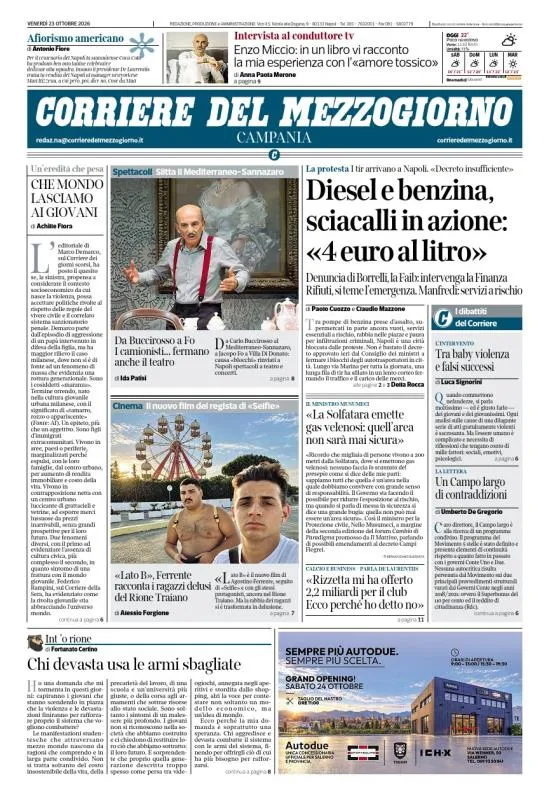 Prima-pagina-corriere del mezzogiorno-del-2026-10-23